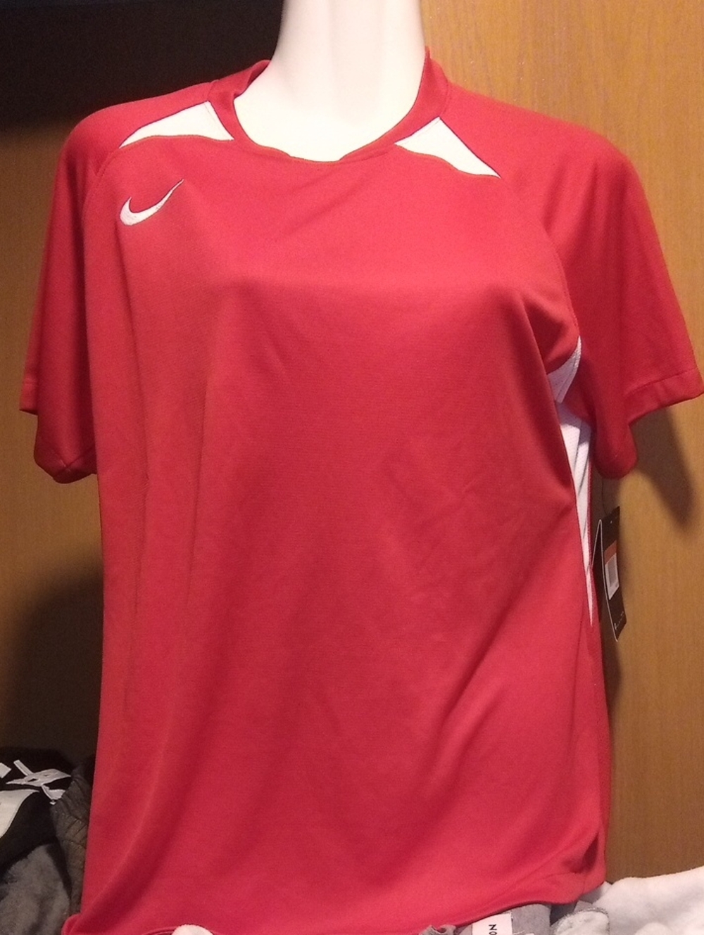 Nike Women's Red Athletic Short-Sleeve Jersey with White Accents